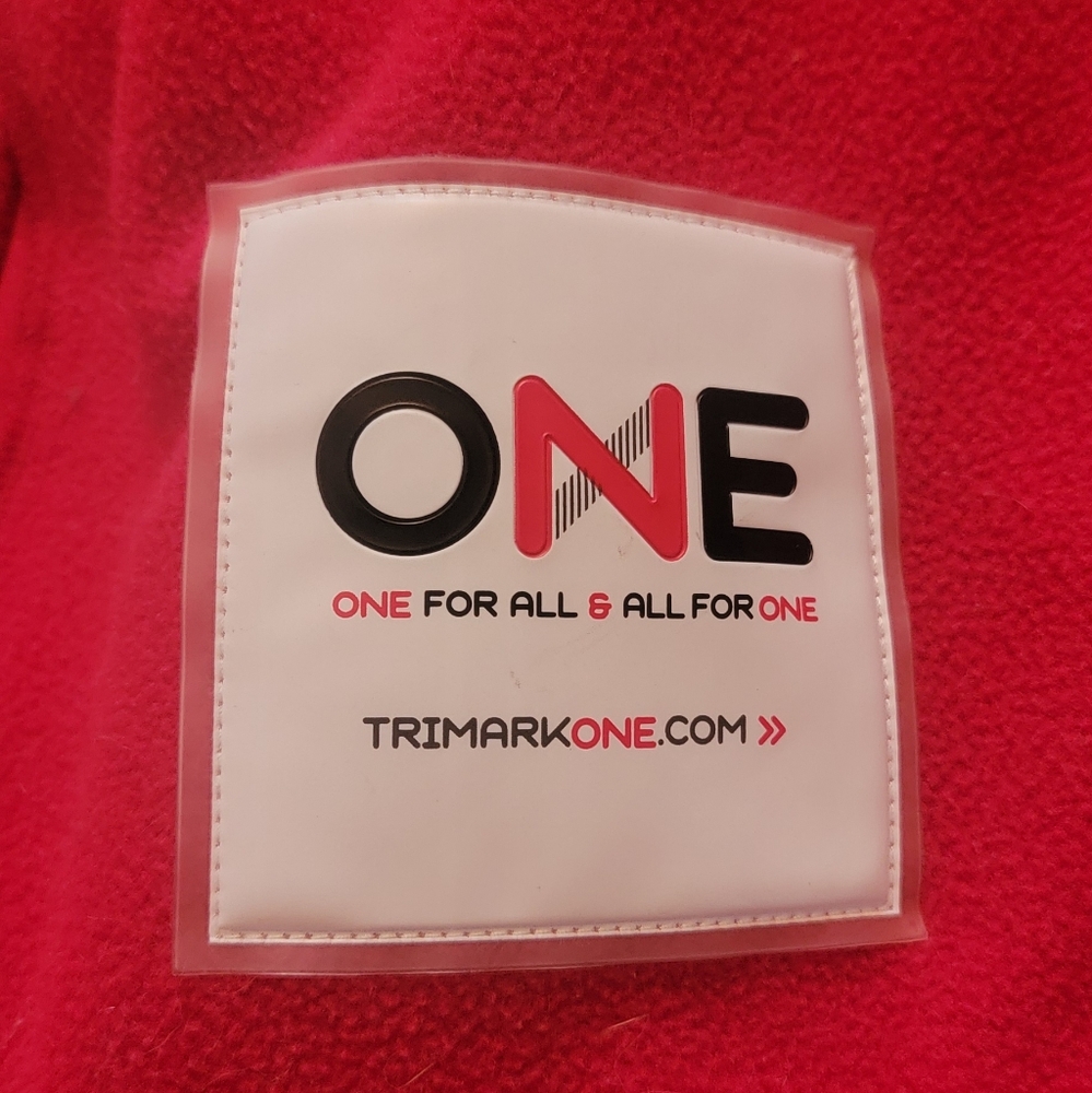 Solid Red Zip Up Jacket With Some White Striping … - image 6